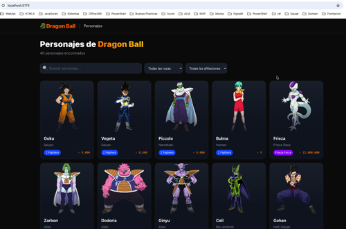 Resultado del frontend generado por el agente — visualmente correcto, pero con problemas internos que la skill detectará